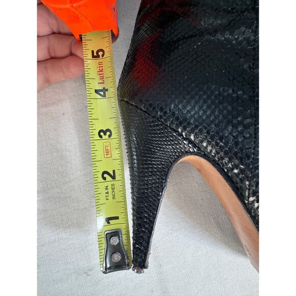 Vintage Biondini Women's sz 8.5 (EU 38.5) Black Snakeskin Heel Boots Italy Rare - Picture 12 of 16